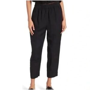 Madewell Linen Blend Pull On Pants Women’s M Black Elastic Waist Cropped Casual